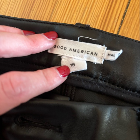 Good American Straight Leg Leather Pants with thigh cut outs - Picture 3 of 3